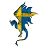 Flag of Sweden - Sweden - Dragon Silhouette
