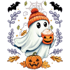 Kawaii Cute Ghost Drinking Coffee