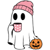 Cute Ghost Drinking Coffee Lover