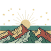 Mountain landscape with sunbeams
