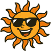Sun with black sunglasses