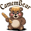Bear with honey and baguette