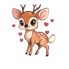 Fawn with hearts