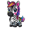 Bunt gestreiftes Zebra