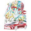 Skull, Bold, Red Car