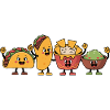 Taco Burrito Playful Cartoon Snack Characters