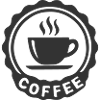 Kaffeetassen-Abzeichen-Symbol – Vintage-Café-Logo