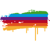 Regenbogen Pinselstrich mit Farbtropfen