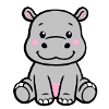 Cute Whimsical Hippo Cartoon Safari Animal 
