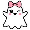 Kawaii Ghost with Pink Bow