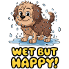 Wet but Happy Cartoon Dog Design
