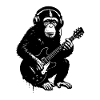 Monkey on guitar plays harmonies