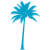 Tropical palm tree in blue tone