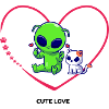 Cute Alien with Cat Heart Motif