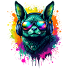 Neon bat with headphones
