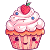 Kawaii Strawberry Cupcake Illustration