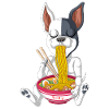 Mignon bouledogue français Noodle Slurp Ramen