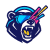Brüllender Cyber-Bär mit Neon-Visor