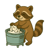Cute raccoon with soap scum