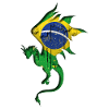 Drapeau du Brésil - Brésil - Dragon Silhouette