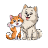 Friendship between cat and dog: cute
