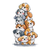 Fröhliche Hunde-Stack: Niedliche Welpen für