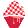 Stylized cupcake with check topping