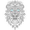 Silberne Löwe Gesicht Blaue Augen