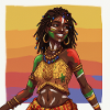 Kulturelles und buntes Afro-Afrika-Mädchen