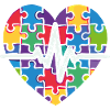 Buntes Puzzle Herz Herzschlag