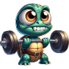 Cool Turtle Dumbbell Weightlifter Cartoon