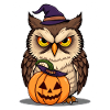 Spooky Halloween Owl with Pumpkin