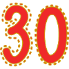 Nummer 30 auf farbigem Blattpapier