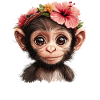 Süßer Affe mit Blumen