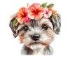 Cute dog with flowers