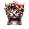 Cat with hibiscus