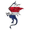 Costa Rica Flag - Dragon Silhouette
