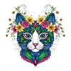 Cat with flowers