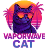Vaporwave Cat with Sunset