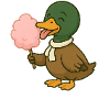 Playful duck motif with cotton candy