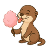 Niedliches Otter mit Zuckerwatte