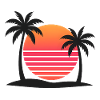 Tropical sunset with palm trees