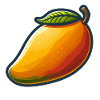 Bunte Mango mit grünem Blatt