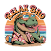 Relax Bro Dinosaur Beach Pattern