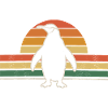 Retro Penguin with Sunset Background