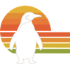 Penguin silhouette sunset design