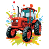 Farbenfroher Traktor Kunstdesign