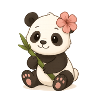 Cute panda bear with hibiscus leaf