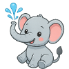 Cute elephant friend with water splash