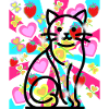 Retro Heart Cats Valentine Hearts